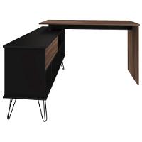 Escrivaninha Em L Mesa Office Com Nichos E Porta Dubai Preto-ipê - 10