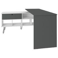 Escrivaninha Em L Mesa Office Com Nichos E Porta Dubai Branco-grafito