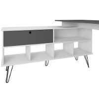 Escrivaninha Em L Mesa Office Com Nichos E Porta Dubai Branco-grafito - 7