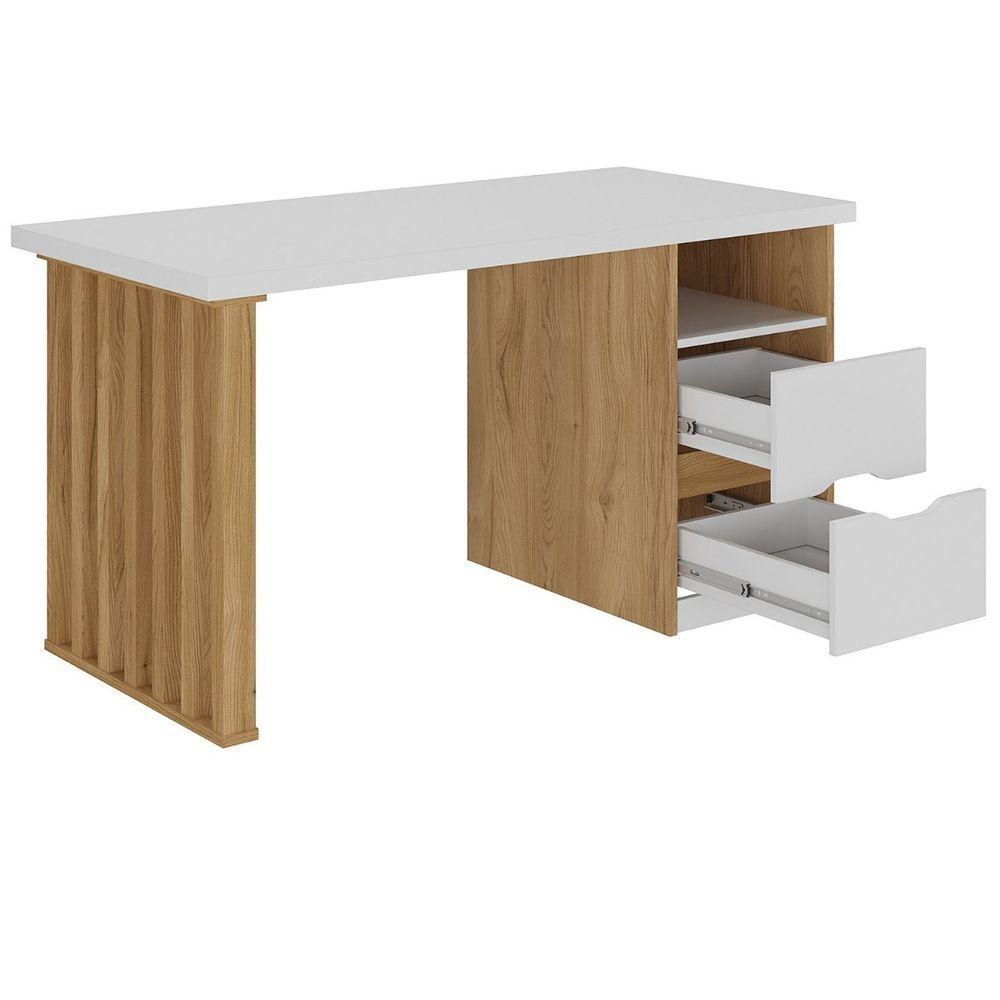Escrivaninha Home Office 2 Gavetas Florence Branco-olmo - 4