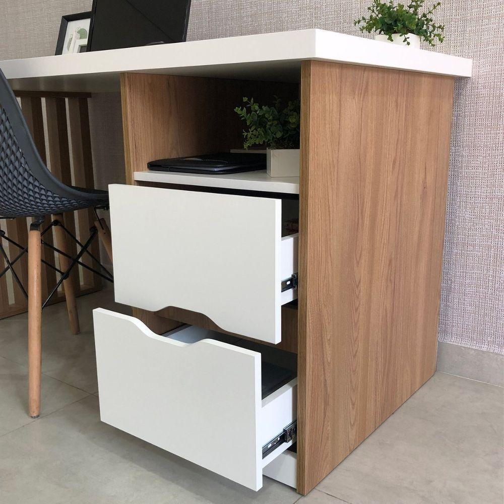 Escrivaninha Home Office 2 Gavetas Florence Branco-olmo - 7