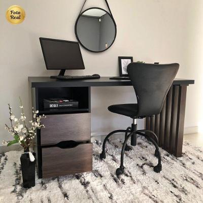 Escrivaninha Home Office 2 Gavetas Florence Charuto-preto