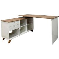 Escrivaninha Mesa Em L Escritório Com Gavetas E Nichos Gold Olmo-branco