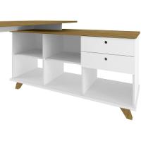 Escrivaninha Mesa Em L Escritório Com Gavetas E Nichos Gold Olmo-branco - 7