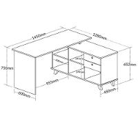 Escrivaninha Mesa Em L Escritório Com Gavetas E Nichos Gold Olmo-branco - 8