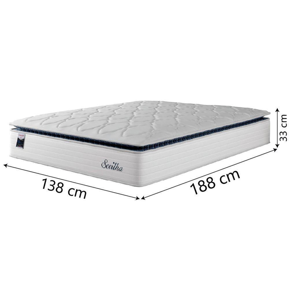 Cama Box Baú Casal Colchão Molas Ensacadas Com Pillow Sevilha 138x188x74cm Branco/cinza Hellen - 4