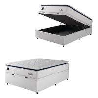Cama Box Baú Casal Colchão Molas Ensacadas Com Pillow Sevilha 138x188x74cm Branco/cinza Hellen - 1