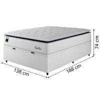 Cama Box Baú Casal Colchão Molas Ensacadas Com Pillow Sevilha 138x188x74cm Branco/cinza Hellen - 3
