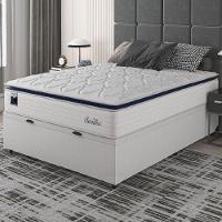 Cama Box Baú Casal Colchão Molas Ensacadas Com Pillow Sevilha 138x188x74cm Branco/cinza Hellen - 6