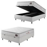 Cama Box Baú Casal Queen Colchão Espuma D33 Pillow Top Van Gogh 158x198x65cm Branco Hellen - 1