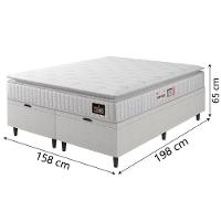 Cama Box Baú Casal Queen Colchão Espuma D33 Pillow Top Van Gogh 158x198x65cm Branco Hellen - 3
