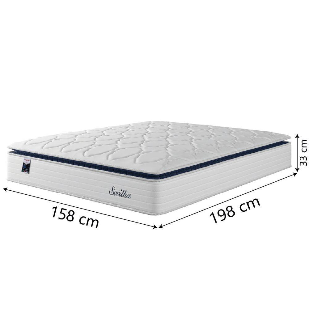 Cama Box Baú Casal Queen Colchão Molas Ensacadas Com Pillow Sevilha 158x198x74cm Branco/cinza Hellen - 4