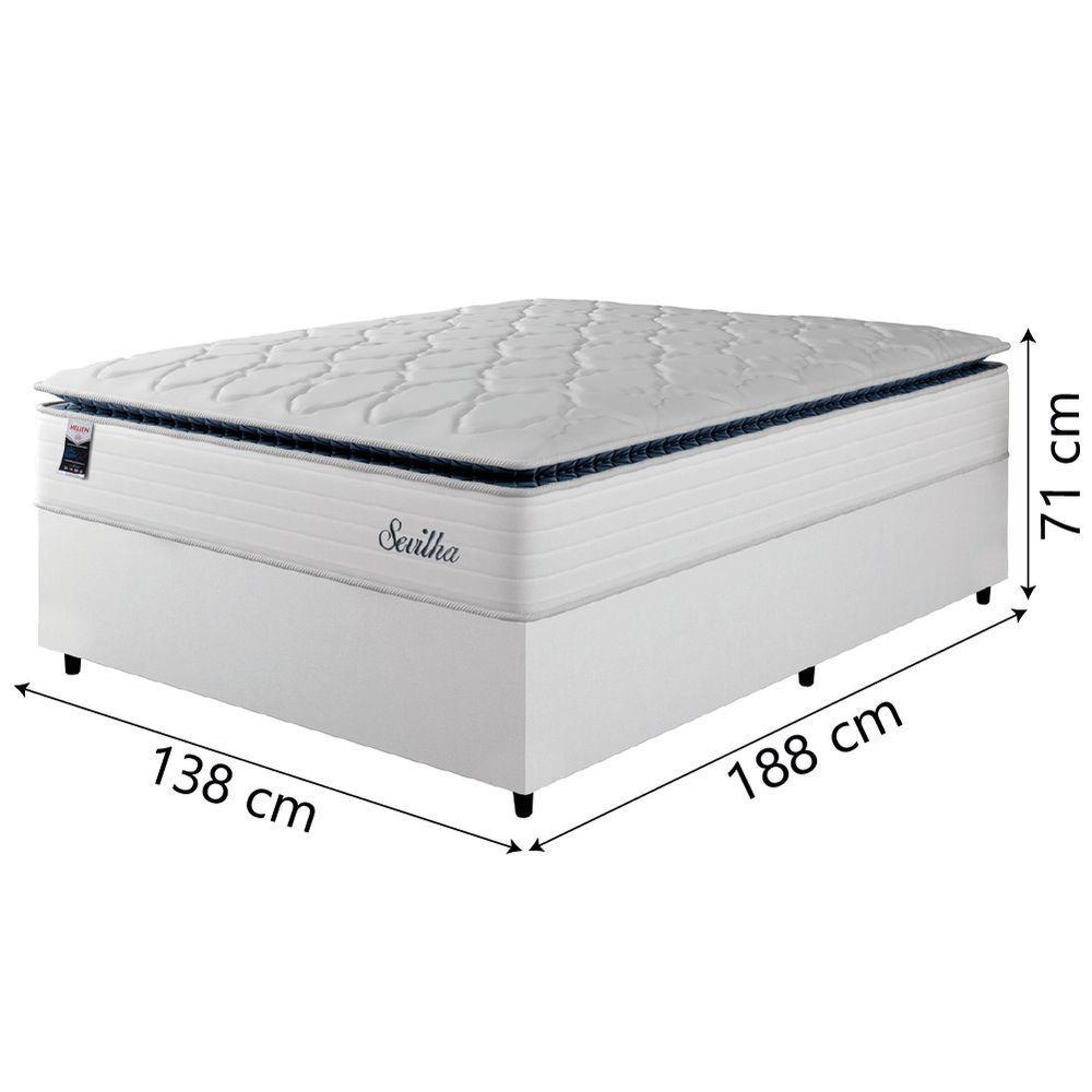Cama Box Casal Colchão Molas Ensacadas Com Pillow Sevilha 138x188x71cm Branco/cinza Hellen - 3