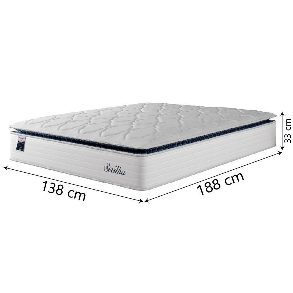 Cama Box Casal Colchão Molas Ensacadas Com Pillow Sevilha 138x188x71cm Branco/cinza Hellen - 4