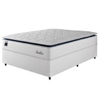 Cama Box Casal Colchão Molas Ensacadas Com Pillow Sevilha 138x188x71cm Branco/cinza Hellen - 1