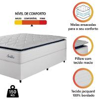 Cama Box Casal Colchão Molas Ensacadas Com Pillow Sevilha 138x188x71cm Branco/cinza Hellen - 2
