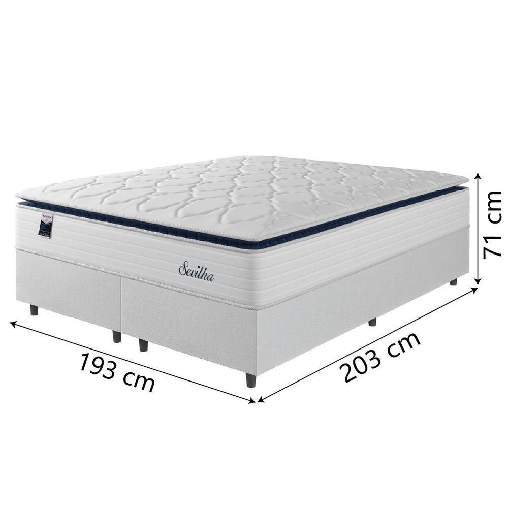 Cama Box Casal King Colchão Molas Ensacadas Com Pillow Sevilha 193x203x71cm Branco/cinza Hellen - 4