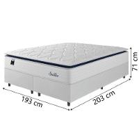 Cama Box Casal King Colchão Molas Ensacadas Com Pillow Sevilha 193x203x71cm Branco/cinza Hellen