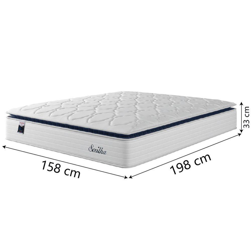 Cama Box Casal Queen Colchão Molas Ensacadas Com Pillow Sevilha 158x198x71cm Branco/cinza Hellen - 5