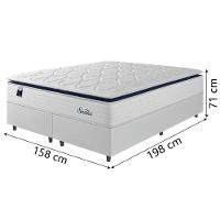 Cama Box Casal Queen Colchão Molas Ensacadas Com Pillow Sevilha 158x198x71cm Branco/cinza Hellen