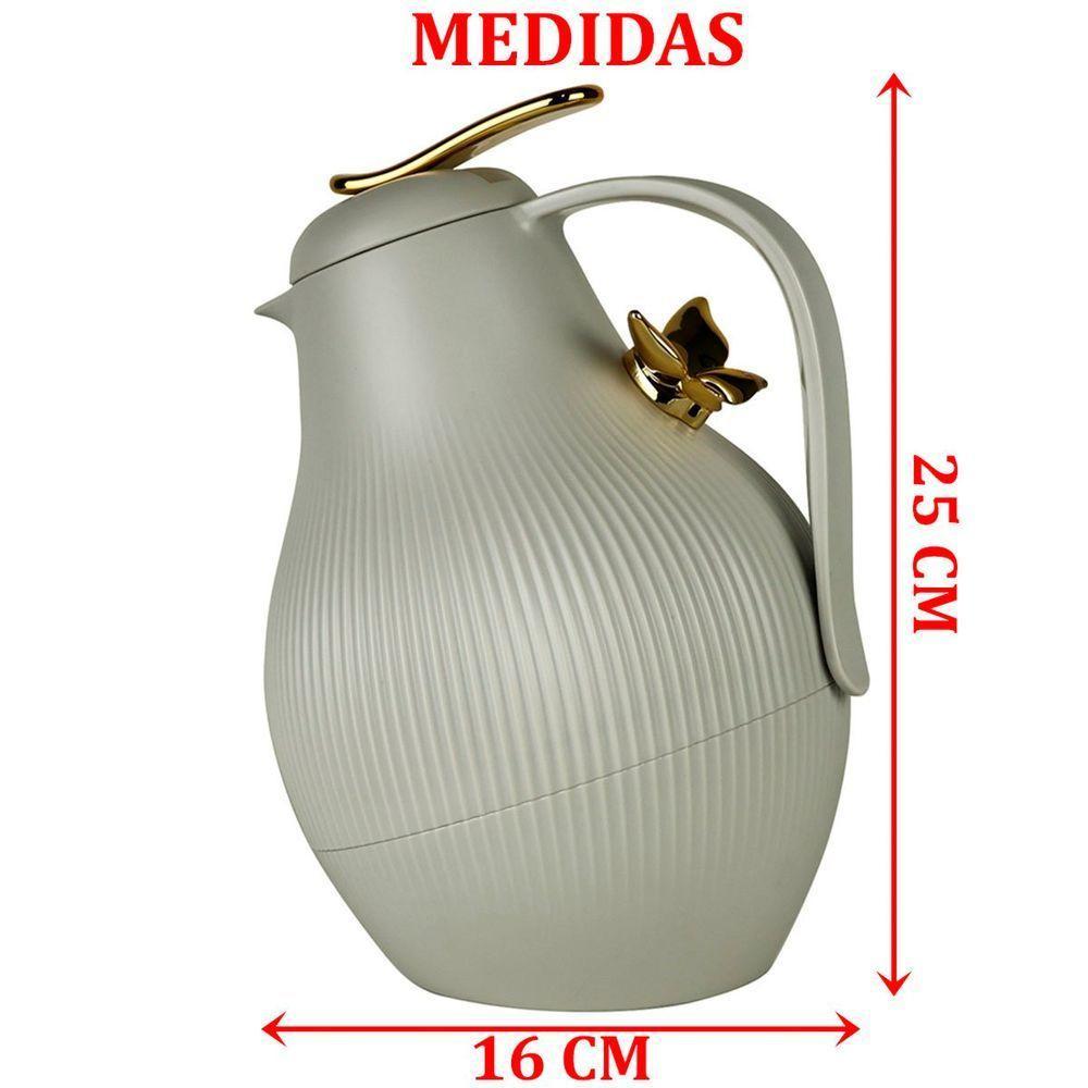 Garrafa Térmica De Mesa Daphne Cinza Leite Café Chimarrão 1l - 2