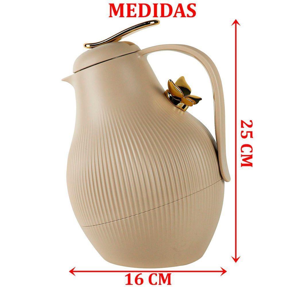 Garrafa Térmica De Mesa Daphne Nude Bege Café Leite Chá 1l - 2