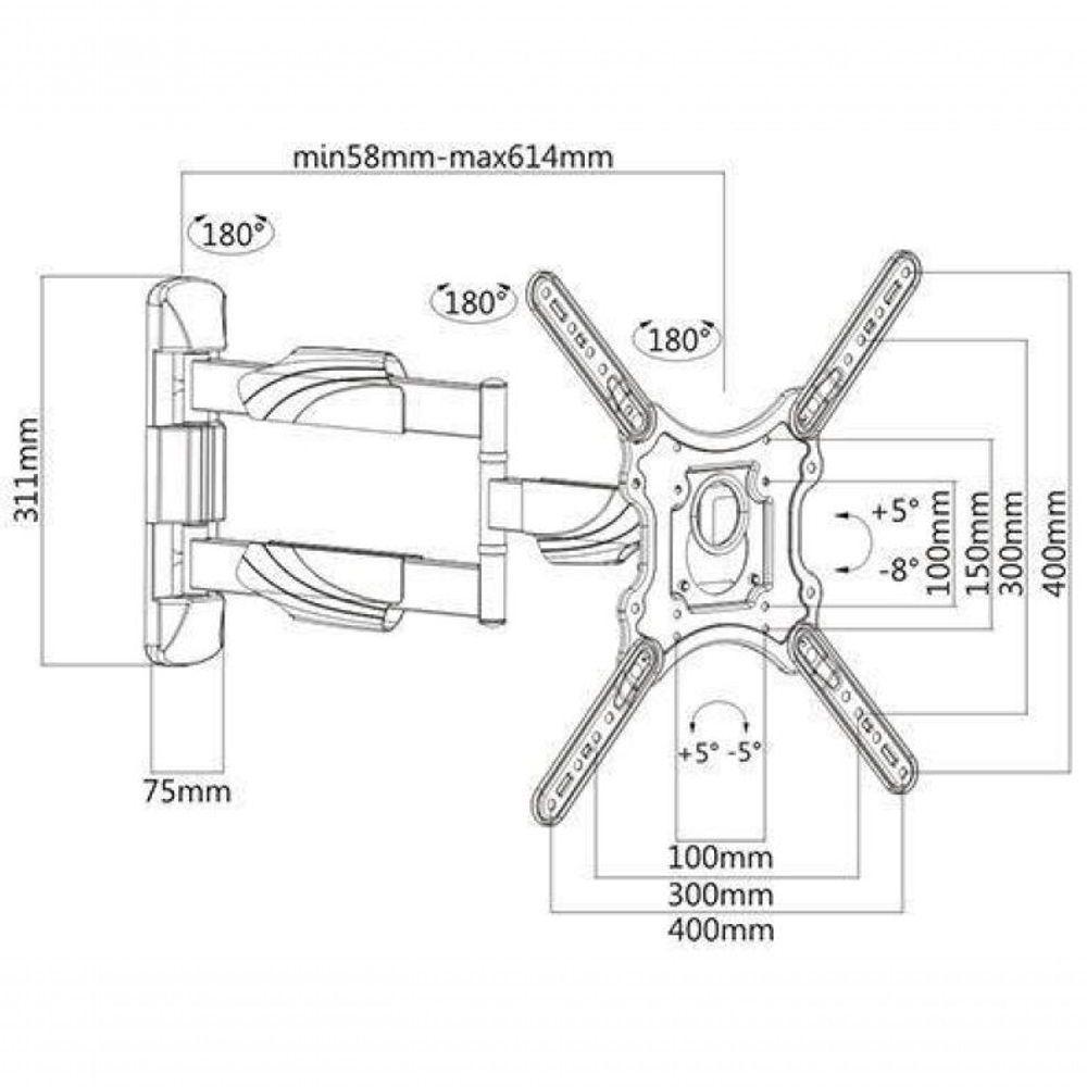 Suporte Articulado Para Tv De 26 A 55 Com Braço Longo Kma28- - 5