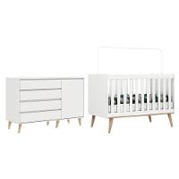 Quarto De Bebê Berço 3 Em 1 Retrô Ludmila Cômoda Com Fraldário Gran Lorena Branco Carolina Baby - 1