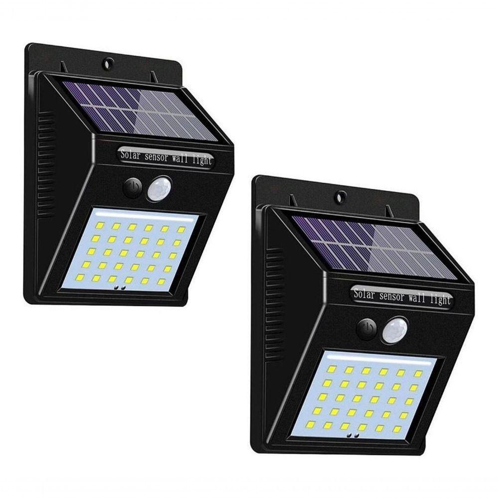 Luminária Solar Arandela Kit 2 - 30 Led Sensor De Presença - 1
