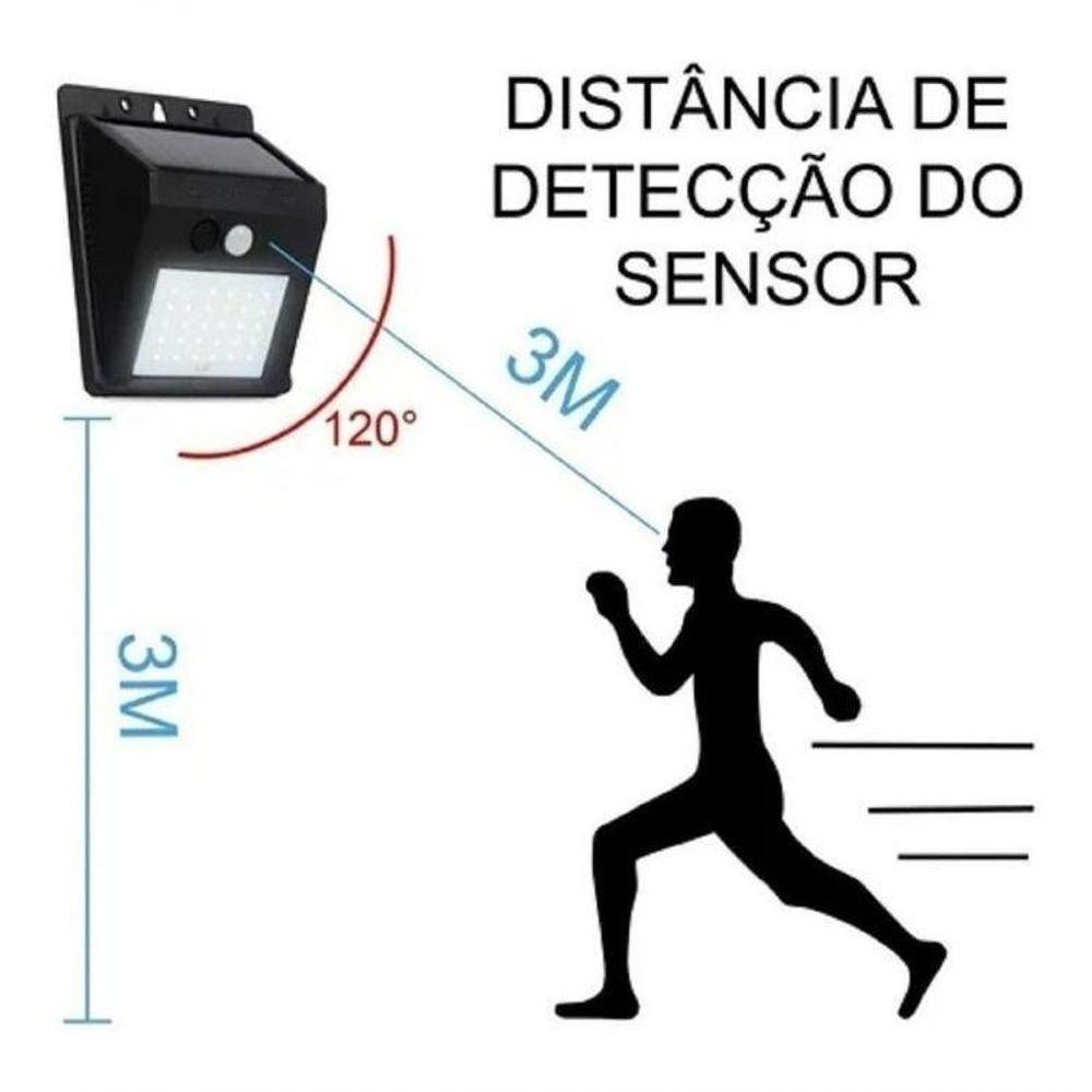 Luminária Solar Arandela Kit 2 - 30 Led Sensor De Presença - 3