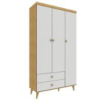 Guarda Roupa Infantil Retrô 3 Portas Com Gavetas Lígia Off White Com Bétula Carolina Baby - 1