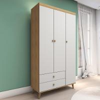 Guarda Roupa Infantil Retrô 3 Portas Com Gavetas Lígia Off White Com Bétula Carolina Baby - 4