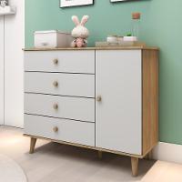 Cômoda Infantil Retrô 4 Gavetas Com Porta Fraldário Lígia Off White Carolina Baby - 2