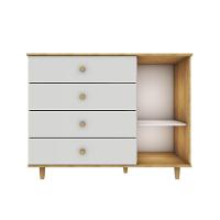 Cômoda Infantil Retrô 4 Gavetas Com Porta Fraldário Lígia Off White Carolina Baby - 3