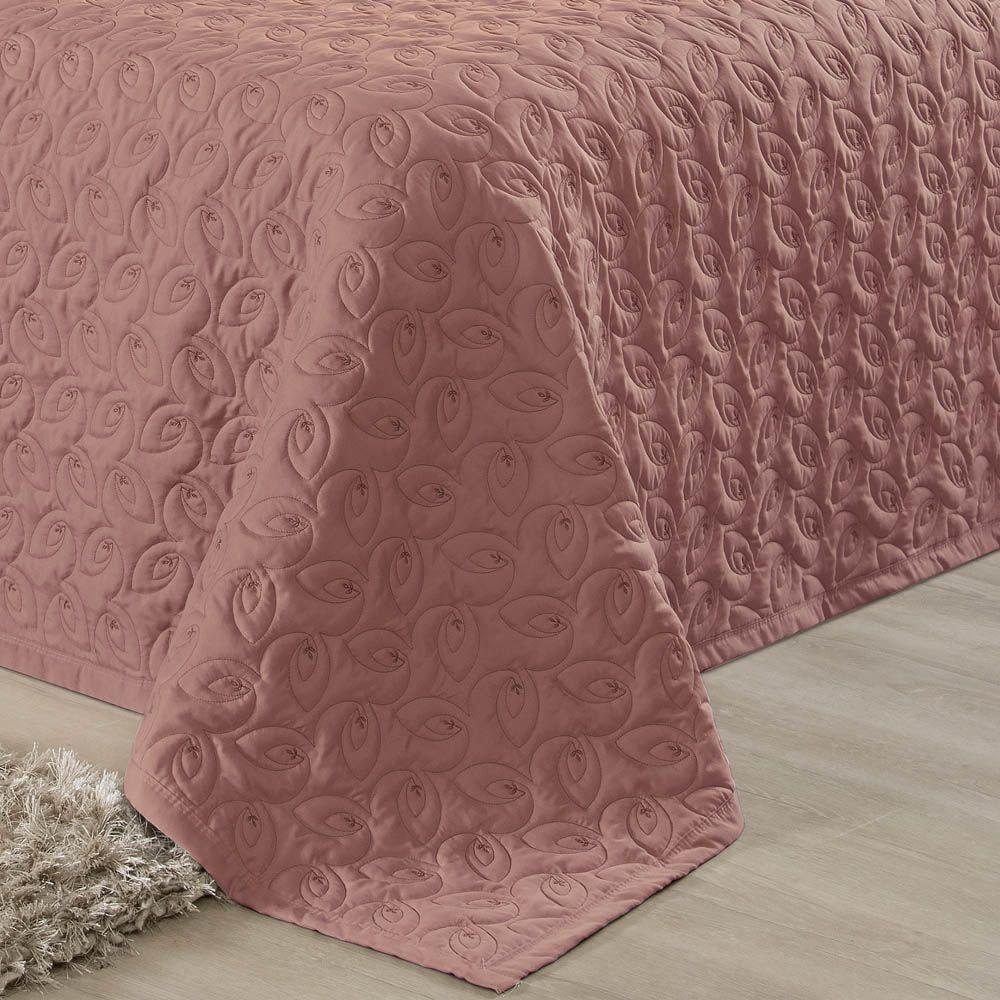 Kit Cobre Leito Colcha Desirée Queen Bordado Micropercal 200 Fios 3 Peças - Rosê - 3