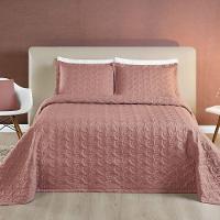 Kit Cobre Leito Colcha Desirée Queen Bordado Micropercal 200 Fios 3 Peças - Rosê - 2