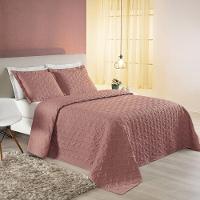 Kit Cobre Leito Colcha Desirée Queen Bordado Micropercal 200 Fios 3 Peças - Rosê - 4