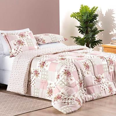 Kit Edredom Dupla Face Super King Bouti 03 Peças - Rosa Matura