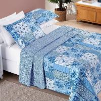 Colcha Estampada Dupla Face Bouti Queen 03 Peças - Azul Sereno - 1