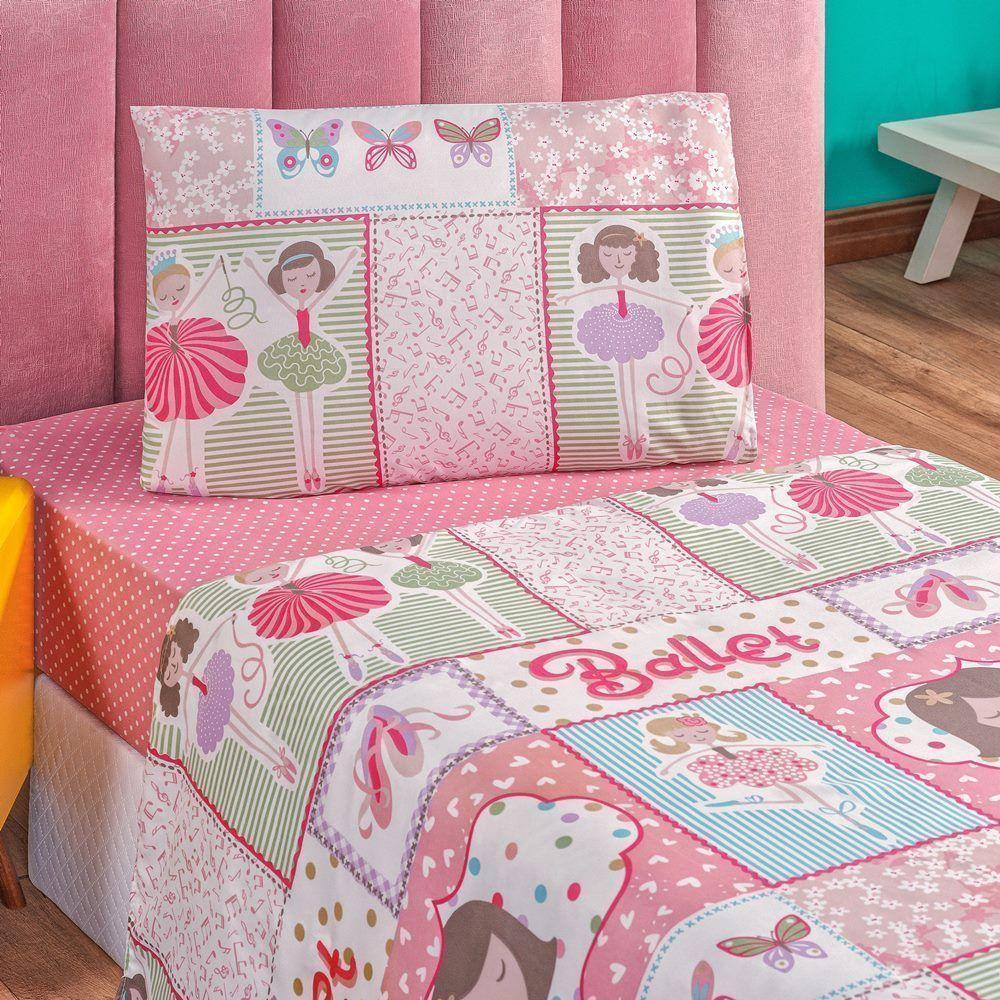 Jogo De Cama Lençol Bouti Infantil Kids Solteiro 03 Peças - Ballet - 1
