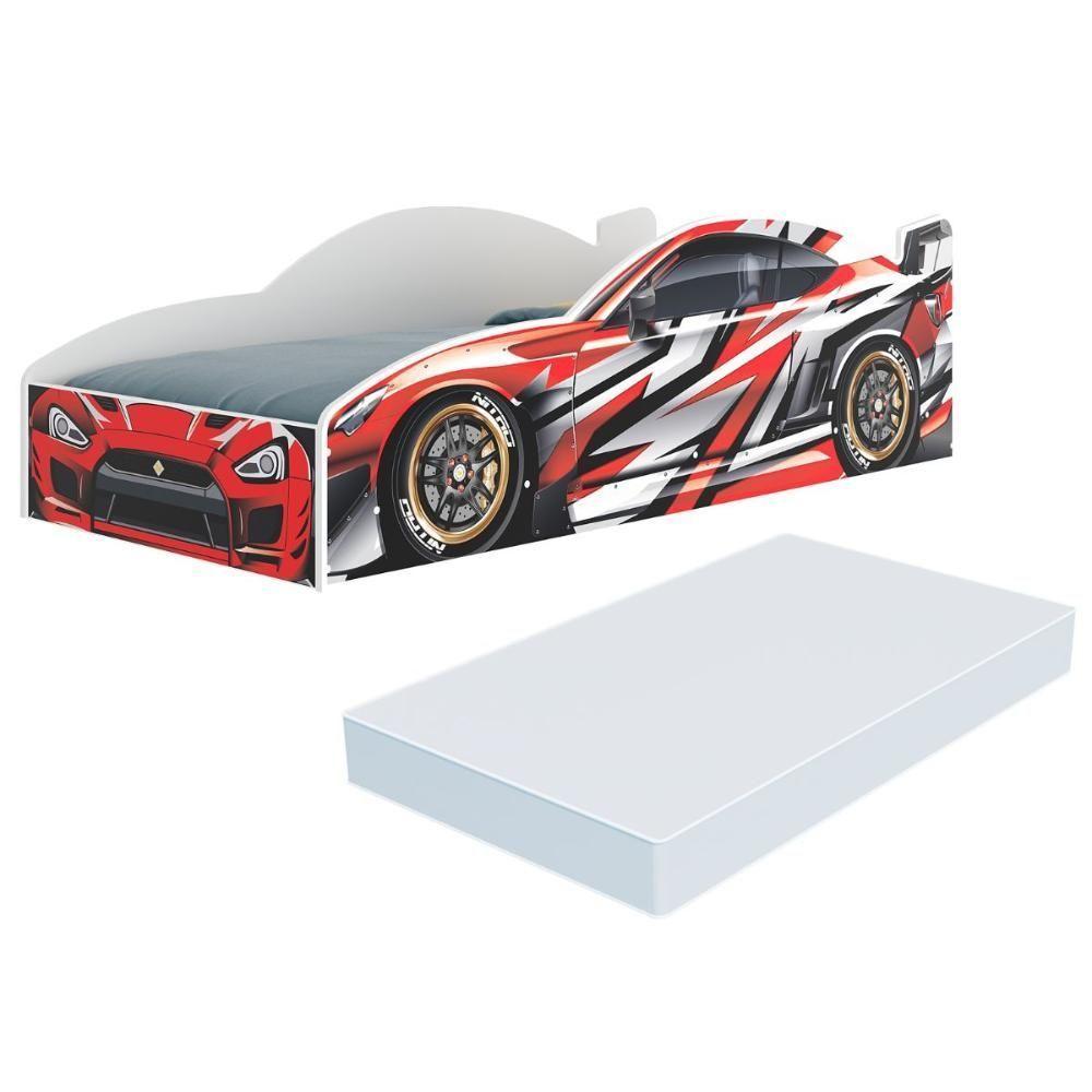 Cama Carro 100% MDF Infantil Montessoriana Com Colchão Incluso Multimóveis MP4323 Vermelho - 1