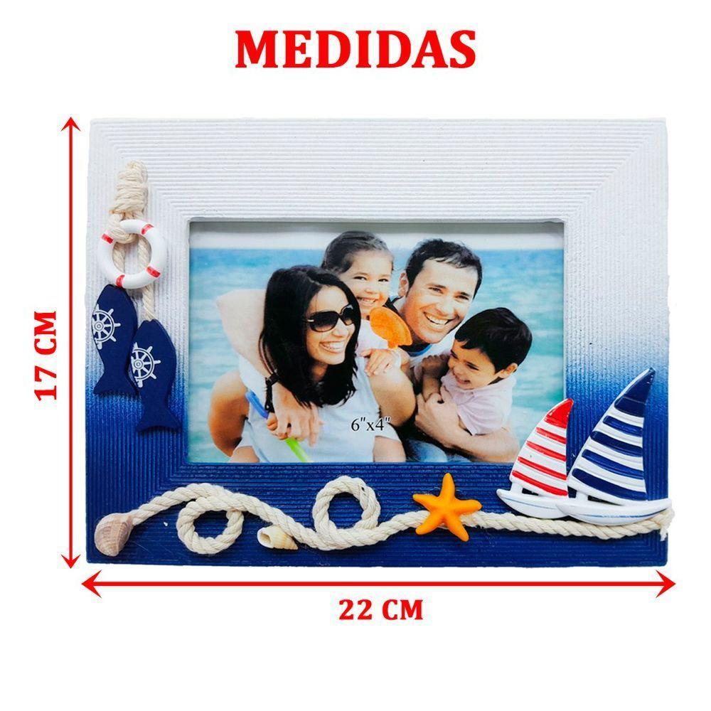 Porta Retrato Marítimo Náutico Retangular Em Madeira 6x4 - 2