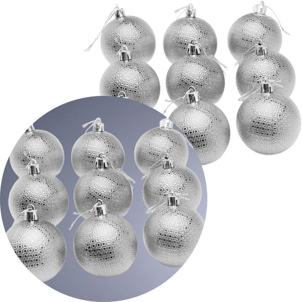 Kit 24 Bolas Natal Prata Enfeite Natalino árvore Natal 60mm - 2