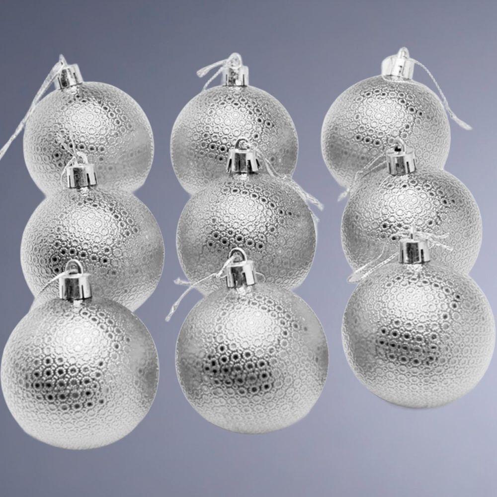 Kit 24 Bolas Natal Prata Enfeite Natalino árvore Natal 60mm - 4