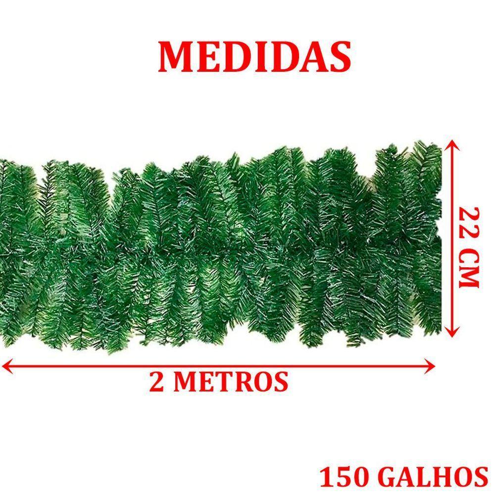 Festão Aramado Verde Decoração Natal Com 2 Metros 150 Galhos - 2