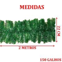 Festão Aramado Verde Decoração Natal Com 2 Metros 150 Galhos - 2