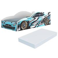 Cama Carro 100% Mdf Infantil Montessoriana Com Colchão Incluso Multimóveis MP4323 Azul Azul - 1