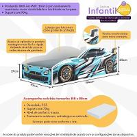 Cama Carro 100% Mdf Infantil Montessoriana Com Colchão Incluso Multimóveis MP4323 Azul Azul - 7