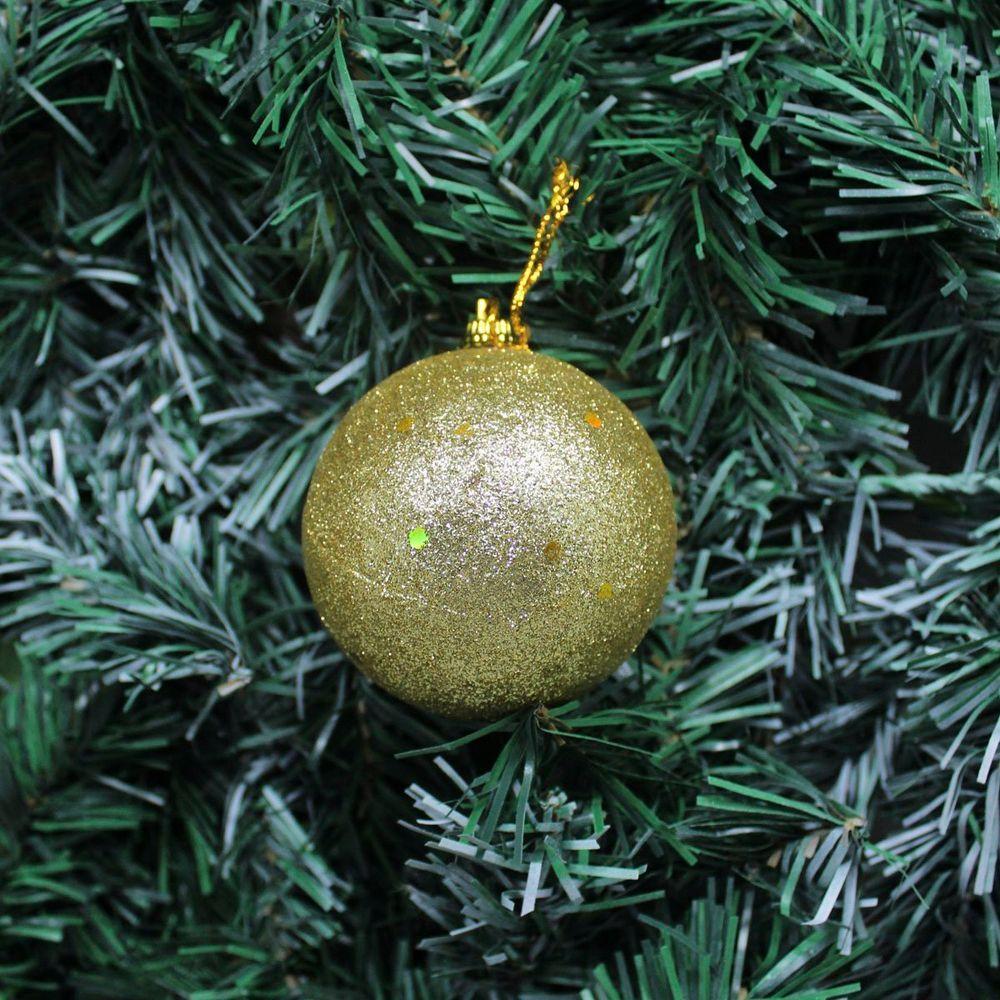 Kit 16 Bolas De Natal Enfeite Glitter Dourada Natalino 70mm - 4