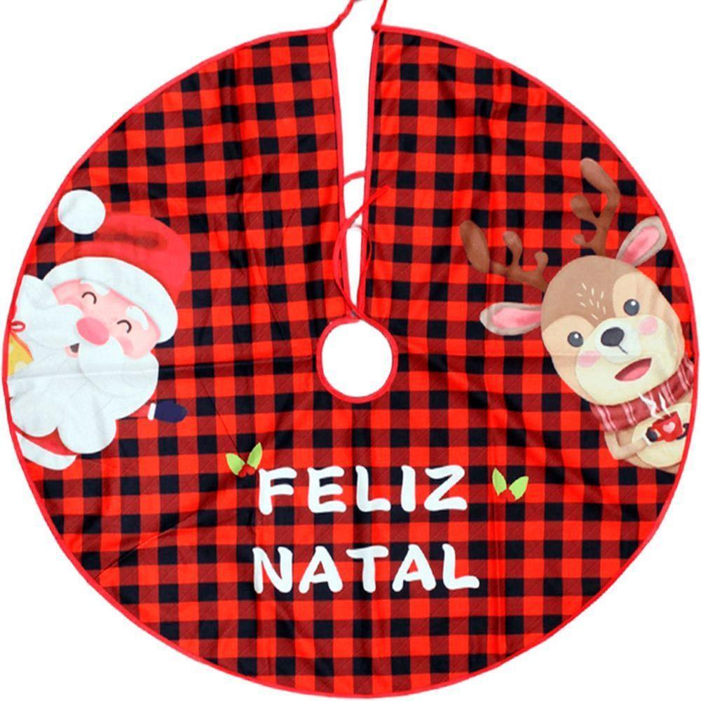 Saia De árvore Natal Temática Papai Noel Rena Natalino 90cm - 1